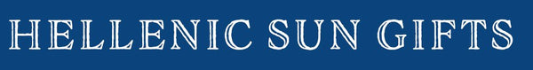Text 'HELLENIC SUN GIFTS' in white on a blue background