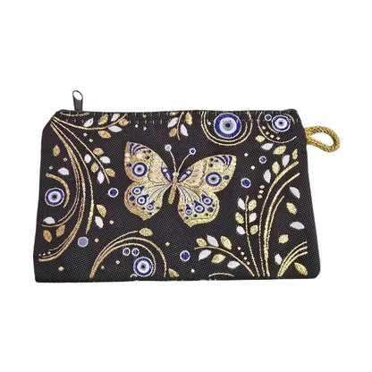 Small pouch with butterfly design on a black background