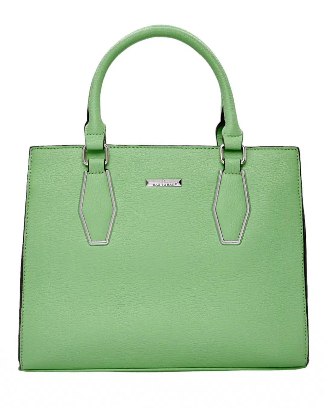 Green handbag with a visible brand logo on a white background