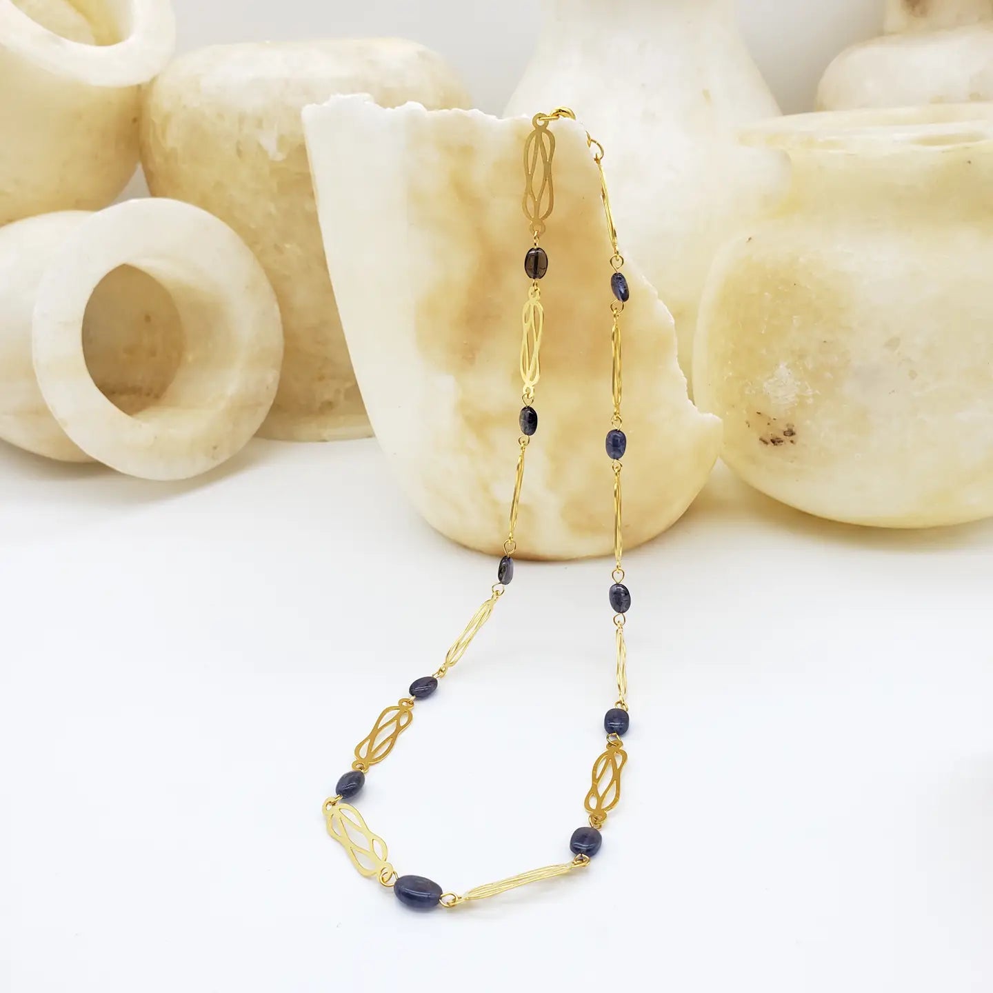 Herculean Knot Necklace & Earrings Set with Iolite