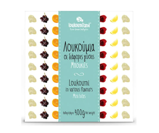 Loukoumiland Loukoumi Various Flavor Box 400g on white