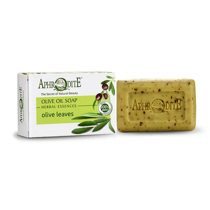 Aphrodite olive oil soap with packaging on a white background
