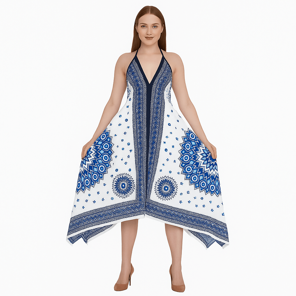 Evil Eye Scarf Dress - White - Hellenic Sun Gifts