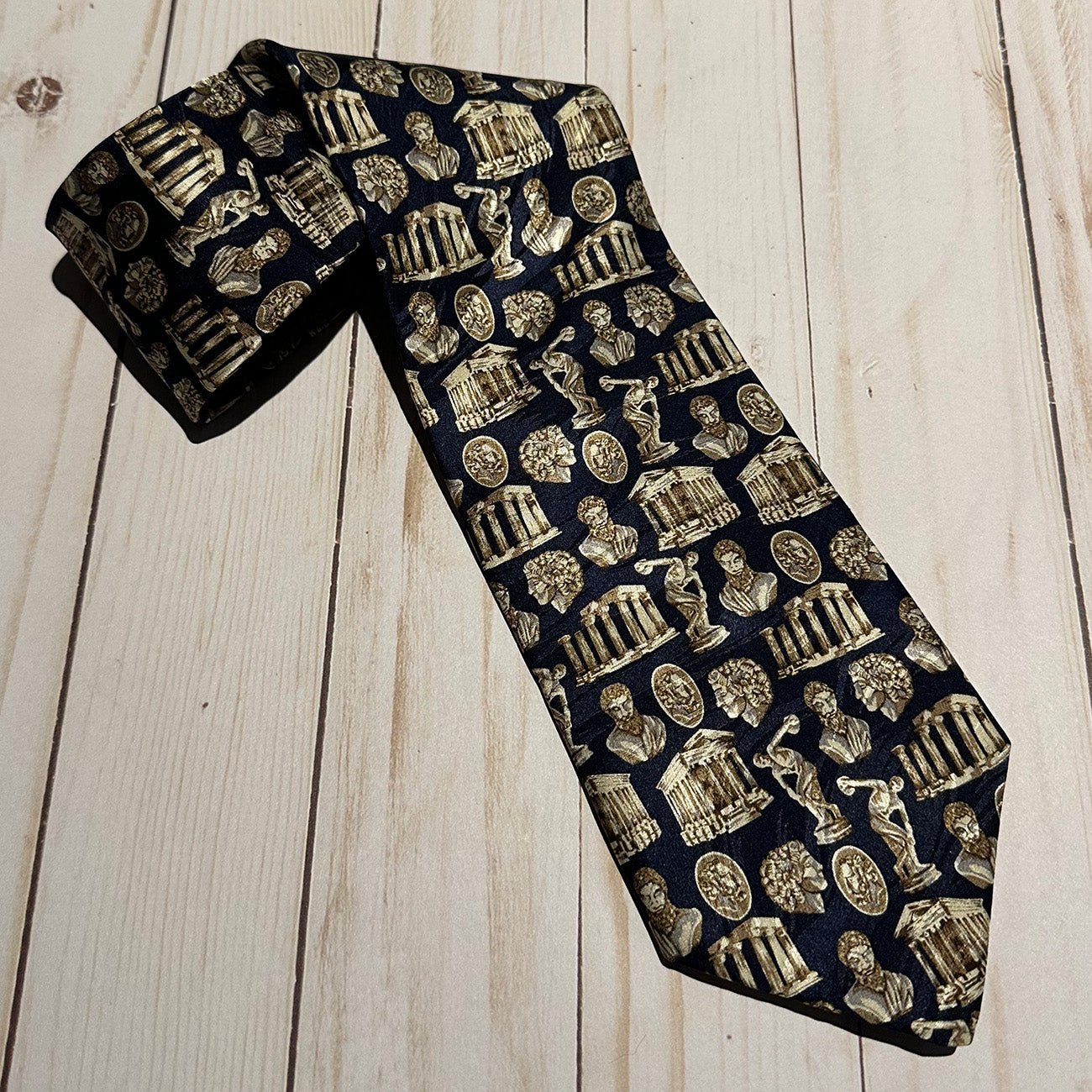 Greek Navy Blue Discobolus Necktie - Hellenic Sun Gifts