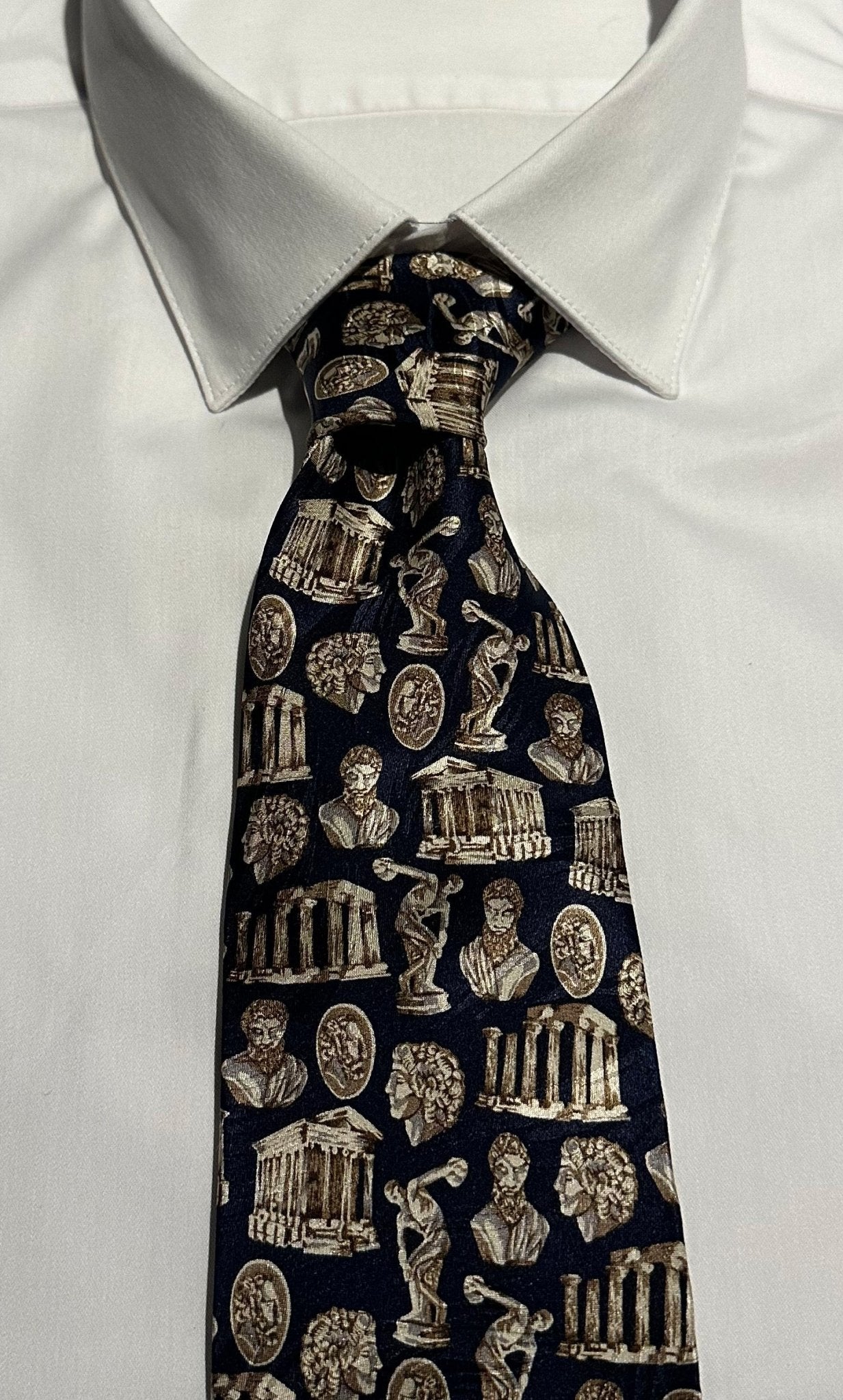 Greek Navy Blue Discobolus Necktie - Hellenic Sun Gifts