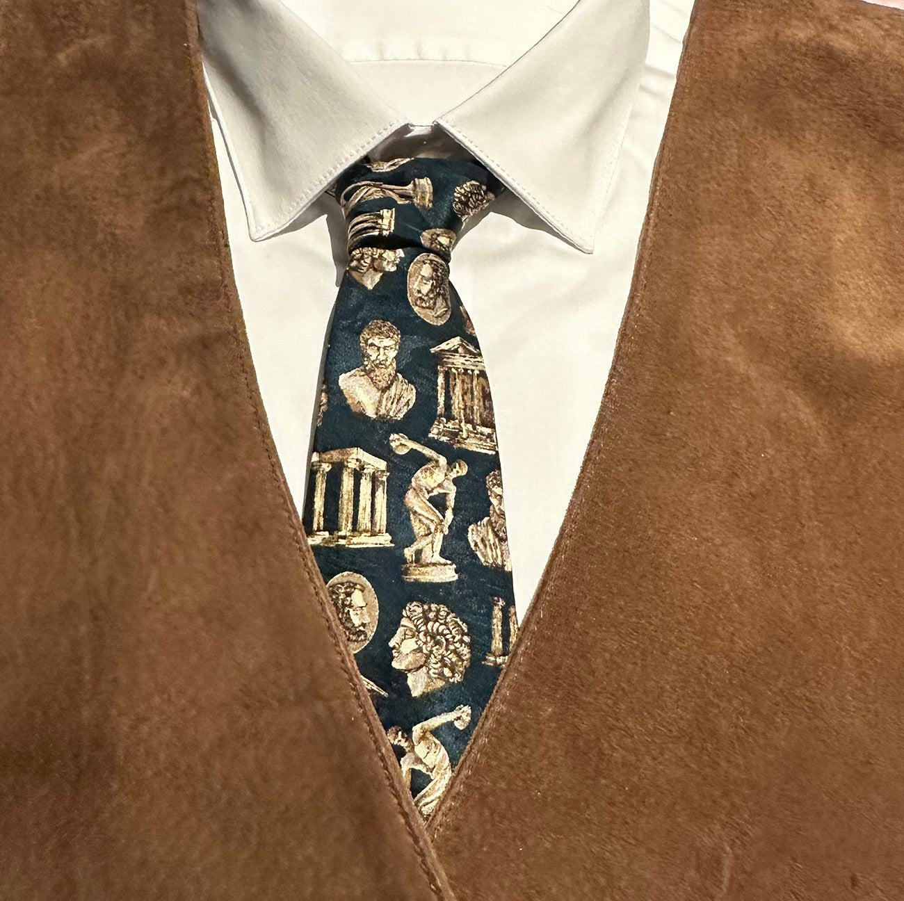 Greek Teal Discobolus Necktie - Hellenic Sun Gifts