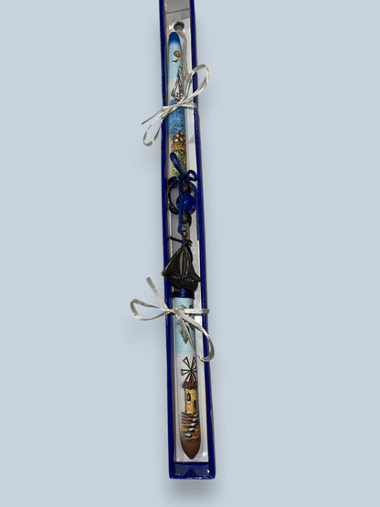 Greek Orthodox Easter Candle Lambada - Mykonos with Sailboat