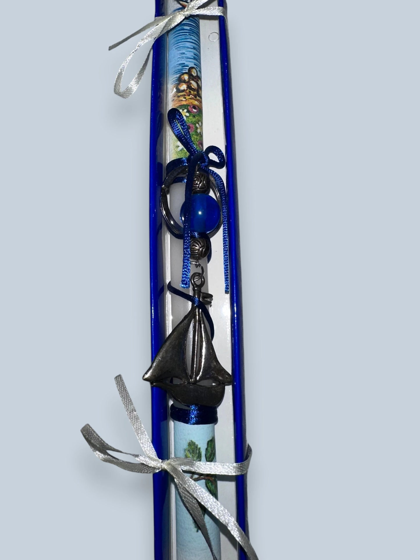 Greek Orthodox Easter Candle Lambada - Mykonos with Sailboat