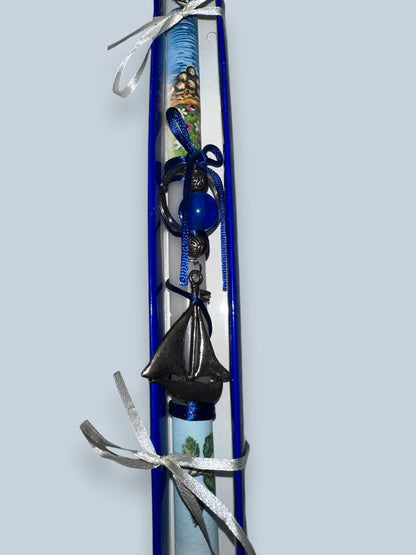 Greek Orthodox Easter Candle Lambada - Mykonos with Sailboat