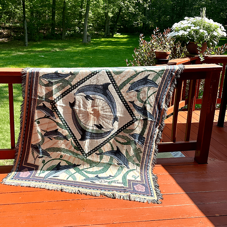 Porpoise Song Tapestry Throw Blanket 51 x 68 - Hellenic Sun Gifts